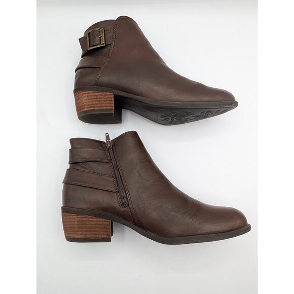 Vince Cameo VP-Peamer Brown Leather Buckle Zip Heels Ankle Boot Women's US 7.5M - Picture 5 of 10